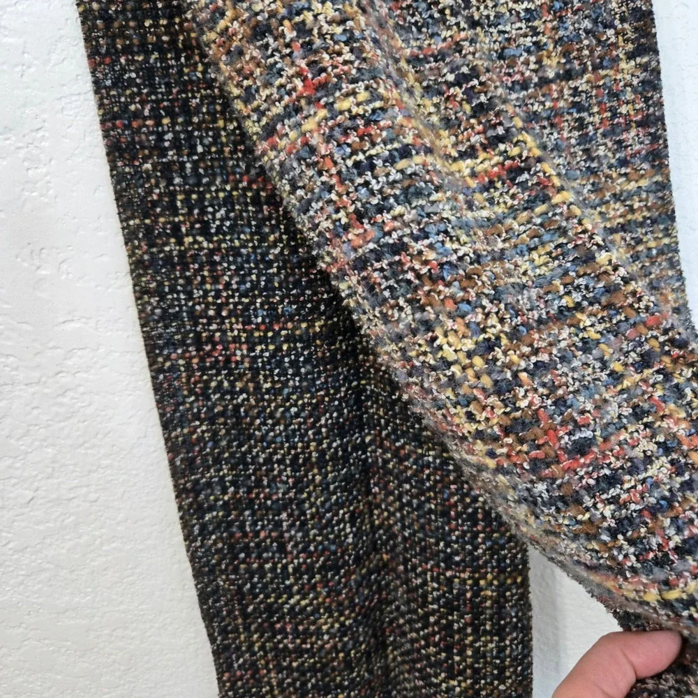Double D Ranch Wool Blend Tweed Scarf Multi Color Fringed Made in USA